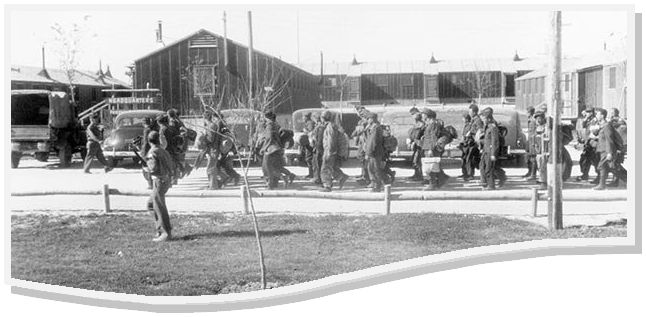 German prisoners of war entering a camp in Virignia.